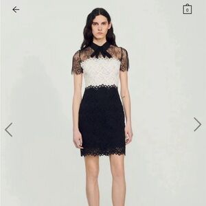 sandro two tone lace dress